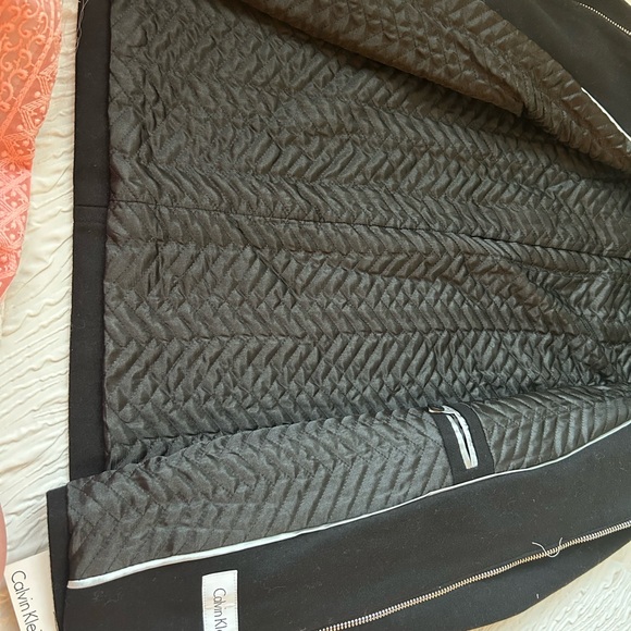 NWT - S Calvin Klein Black Coat with Faux Fur Hood - Picture 7 of 12